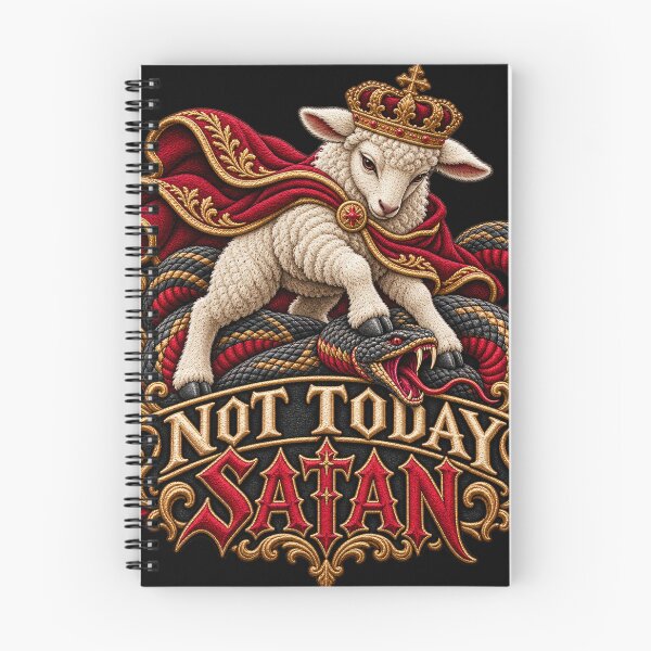 Item preview, Not Today Satan Christian Embroidery – Crowned Lamb and Serpent Gothic Design designed and sold by Emoji Emblems.