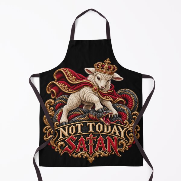 Item preview, Not Today Satan Christian Embroidery – Crowned Lamb and Serpent Gothic Design designed and sold by Emoji Emblems.
