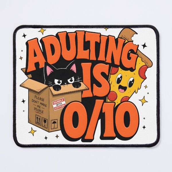 Item preview, Adulting Is 0 Out Of 10 Funny Retro Black Cat Pizza designed and sold by VisualVerseLab.