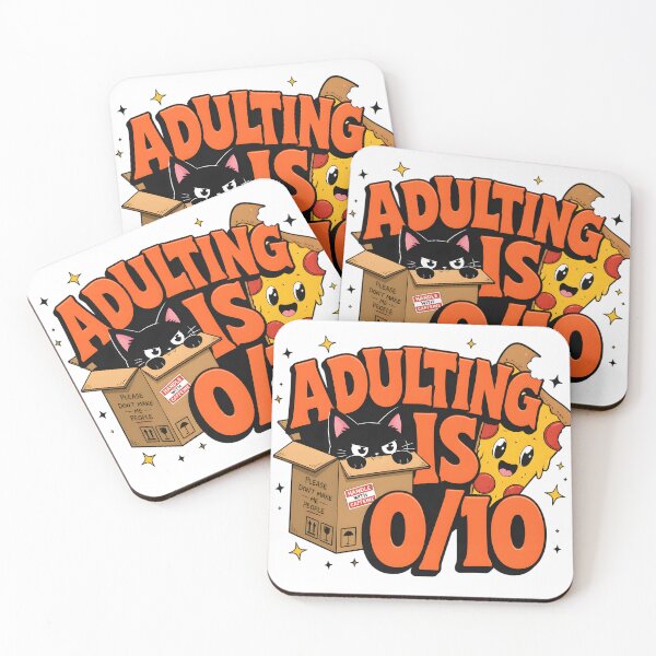 Item preview, Adulting Is 0 Out Of 10 Funny Retro Black Cat Pizza designed and sold by VisualVerseLab.