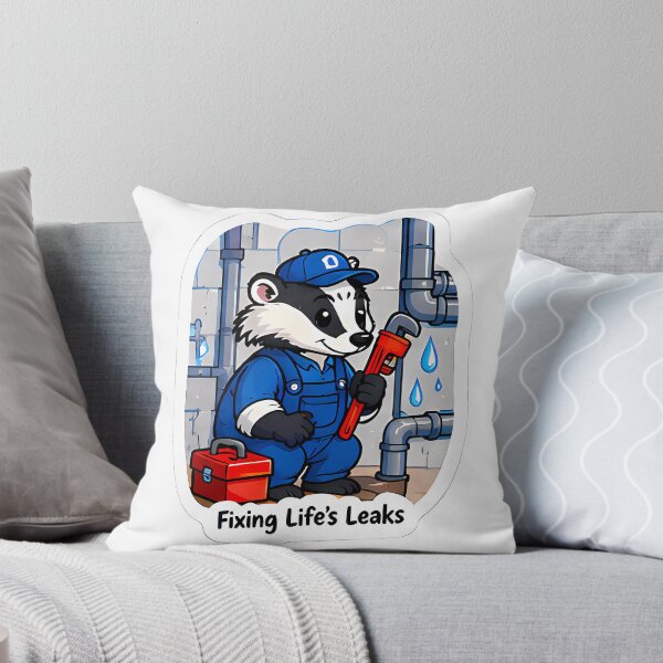 Aperçu de l'œuvre Cute Badger Plumber – Fixing Life's Leaks Plumber Gift créée et vendue par Isliath.