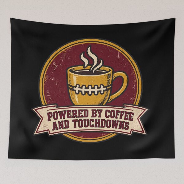 Item preview, Powered By Coffee And Touchdowns Football Mom designed and sold by Ela-graphicwiz.