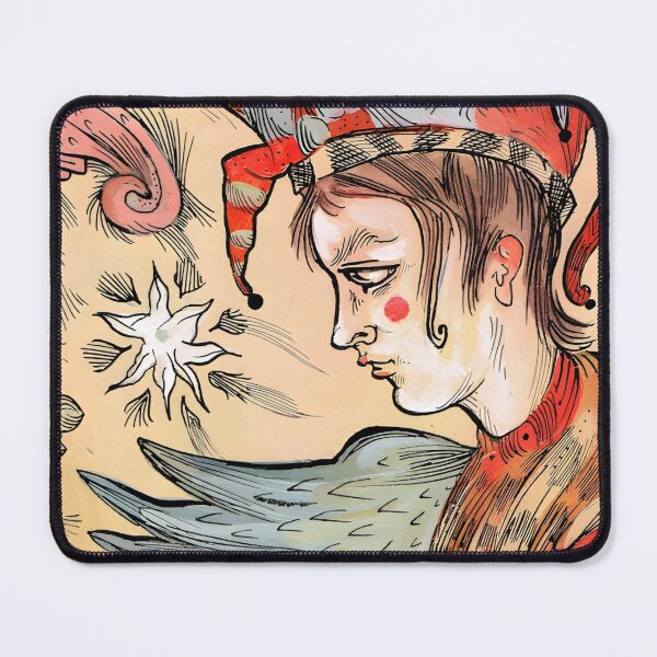 Item preview, Renaissance Winged Jester Fantasy Illustration designed and sold by tbartstay.