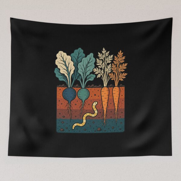 Item preview, Radish Root Vegetable Art with Underground Garden Scene designed and sold by anapldv.