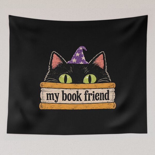 Item preview, Black Cat Reading Books My Book Friend designed and sold by DemureArtsy.