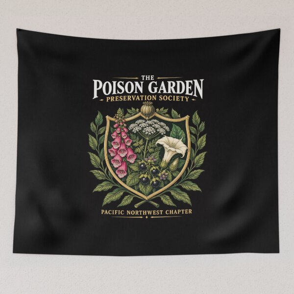 Item preview, poison garden botanical crest with vintage wildflowers designed and sold by anapldv.