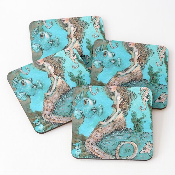 Item preview, Vintage Fantasy Mermaid with Seahorses designed and sold by tbartstay.