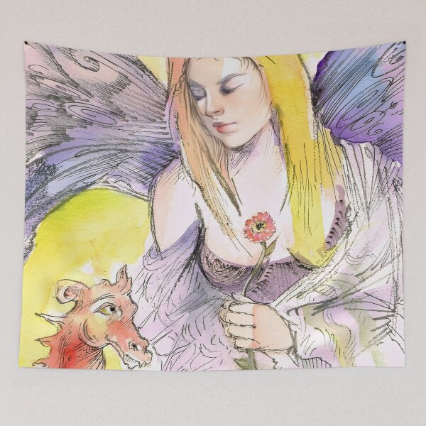 Item preview, Enchanted Fairy with Little Red Dragon designed and sold by tbartstay.