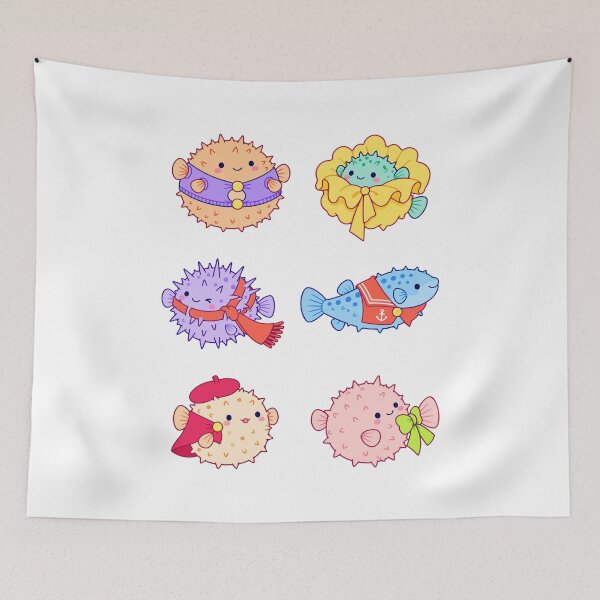 Item preview, Colorful Pufferfish in Outfits designed and sold by Zoolumi.