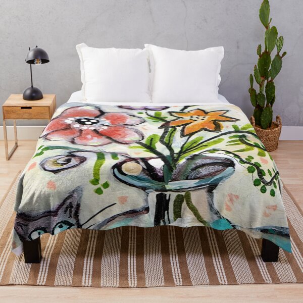 Item preview, Curious Cat and Bird Floral Still Life designed and sold by tbartstay.