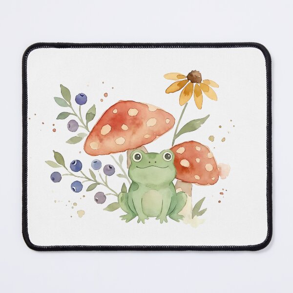 Item preview, Little Frog with Mushrooms and Berries - Watercolor Cottagecore Botanical designed and sold by SuperMama1973.