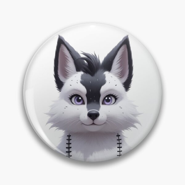 Item preview, Pegatina de fursona de zorro Frankenstein adorable | Pegatina de personaje de fursuit cosida en blanco y negro designed and sold by HOODYBUDSTYLES.