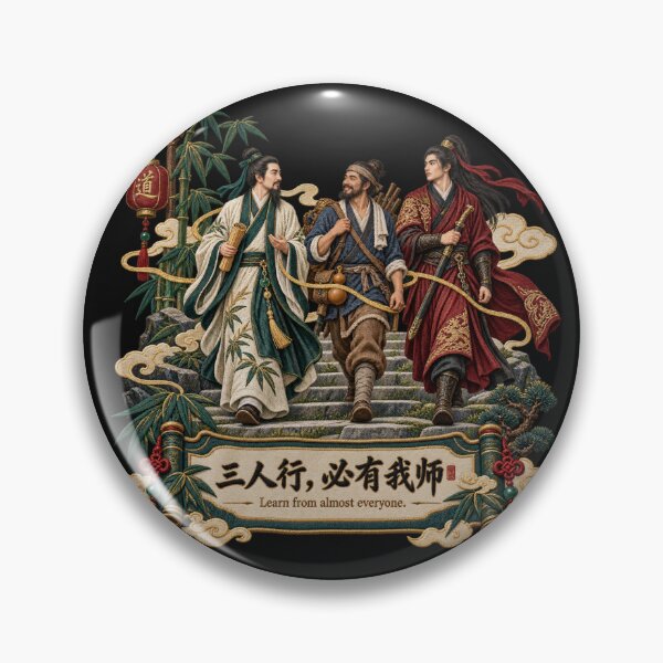 Item preview, Chinese Proverb Embroidery – Three Travellers Learn From Everyone Wisdom Design designed and sold by Emoji Emblems.