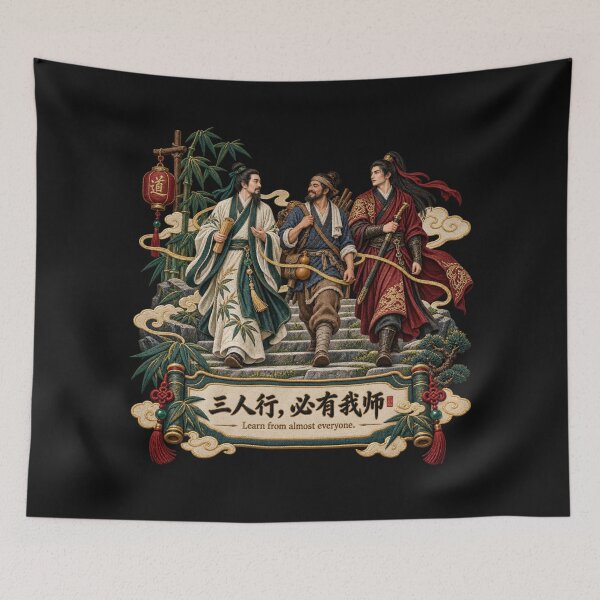 Item preview, Chinese Proverb Embroidery – Three Travellers Learn From Everyone Wisdom Design designed and sold by Emoji Emblems.