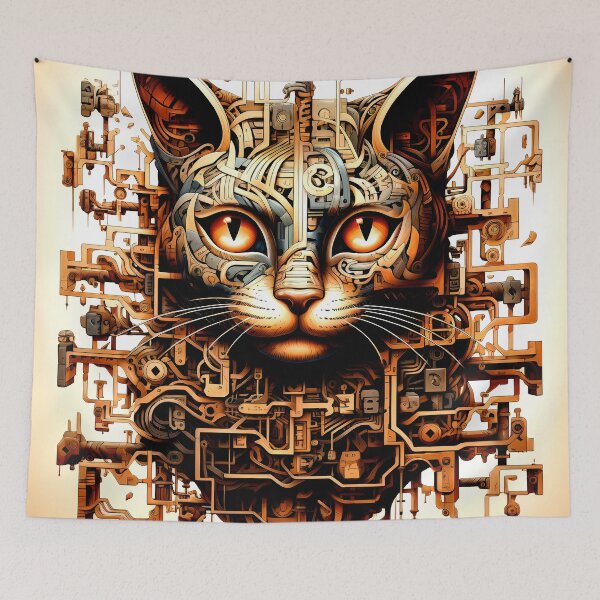 Item preview, Sci-Fi Surreal Fantasy Cosmic Steampunk-Style Mechanical Cat  designed and sold by DEC02.