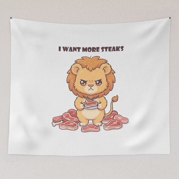 Item preview, Grumpy Chibi Lion Wants more Steak designed and sold by cobano.