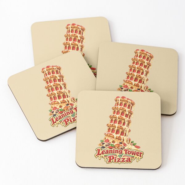 Item preview, Leaning Tower of Pizza — Funny Food Pun Illustration designed and sold by kornkobart.