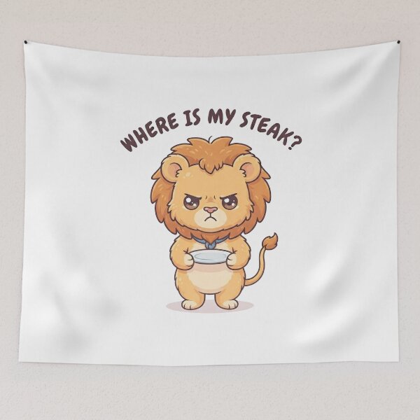 Item preview, Grumpy Chibi Lion looking for steak designed and sold by cobano.