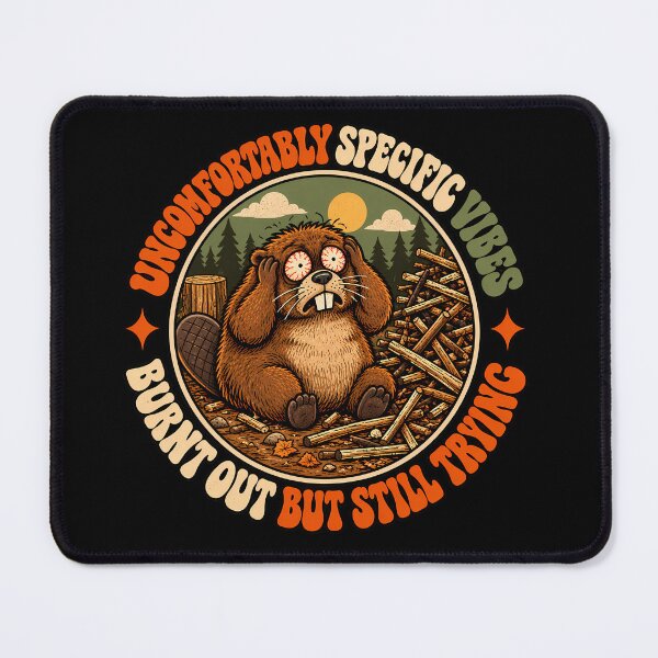 Item preview, Uncomfortably Specific Vibes Burnt Out Beaver Funny Corporate designed and sold by UncomfortablySpecific.