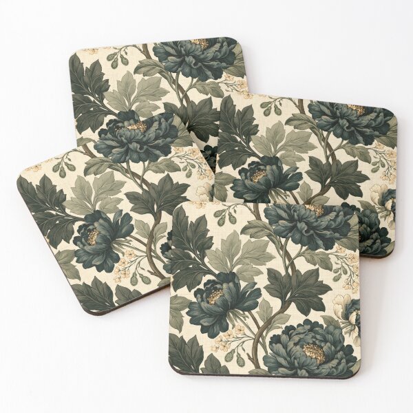 Artikelvorschau, Dunkles Pfingstrosen-Vintage-Blumenmuster entworfen und verkauft von TheVintageEdit.