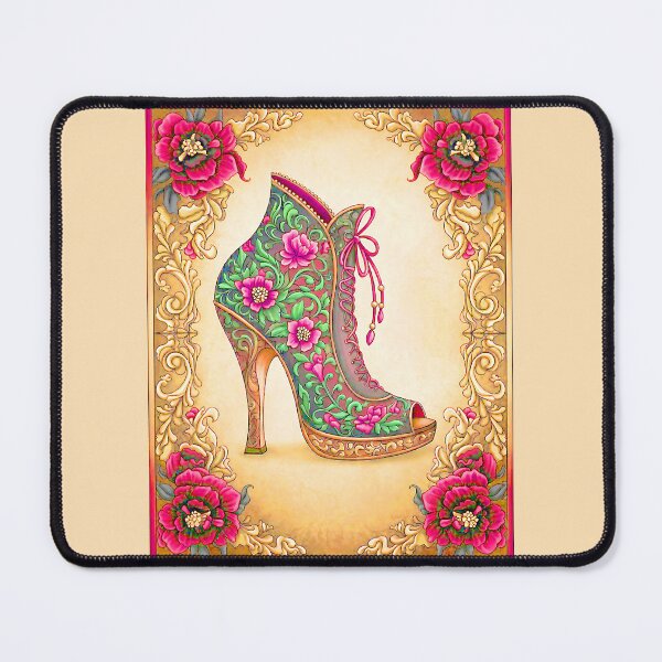 Item preview, Pink and Green Floral Victorian Boot designed and sold by LaRoach Digital Arts.