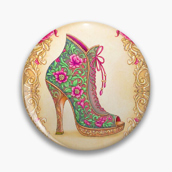 Item preview, Pink and Green Floral Victorian Boot designed and sold by LaRoach Digital Arts.