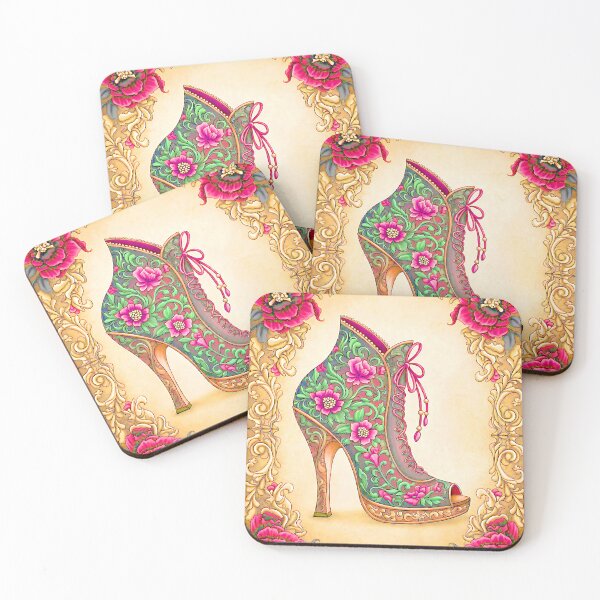 Item preview, Pink and Green Floral Victorian Boot designed and sold by LaRoach Digital Arts.