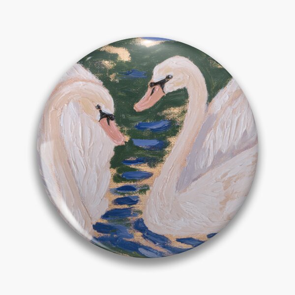 Item preview, Two White Swans in a Floral Lake Painting designed and sold by TheVintageEdit.