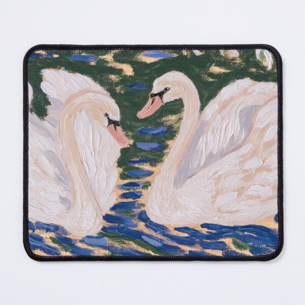 Item preview, Two White Swans in a Floral Lake Painting designed and sold by TheVintageEdit.