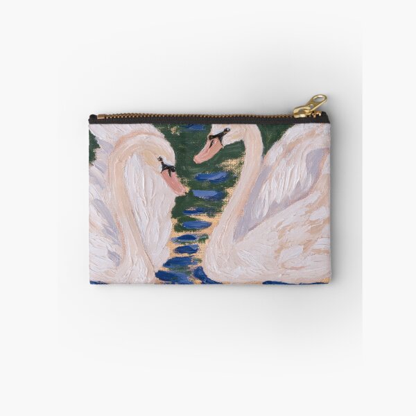 Item preview, Two White Swans in a Floral Lake Painting designed and sold by TheVintageEdit.