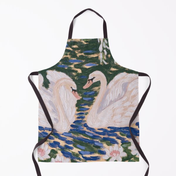 Item preview, Two White Swans in a Floral Lake Painting designed and sold by TheVintageEdit.