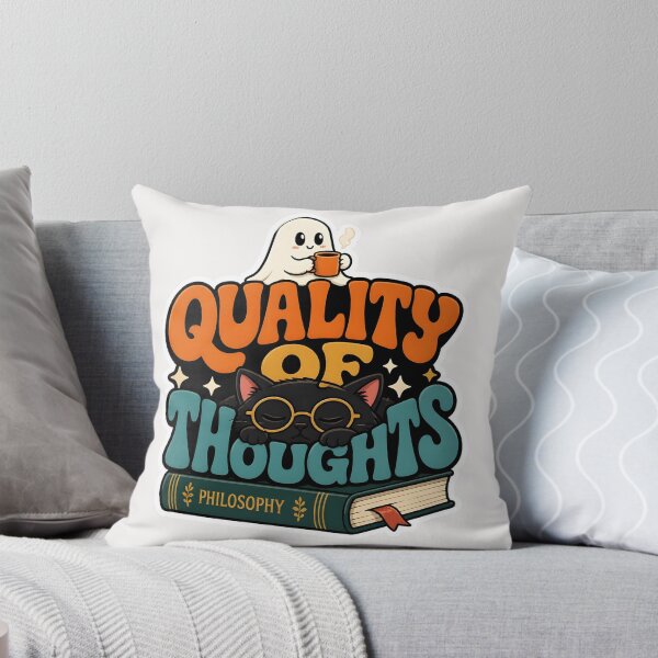 Item preview, Quality Of Thoughts Cute Retro Black Cat Philosophy Book designed and sold by VisualVerseLab.