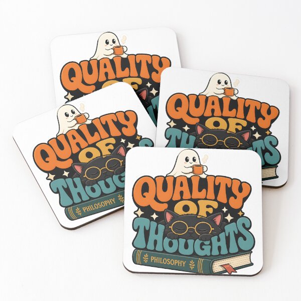 Item preview, Quality Of Thoughts Cute Retro Black Cat Philosophy Book designed and sold by VisualVerseLab.