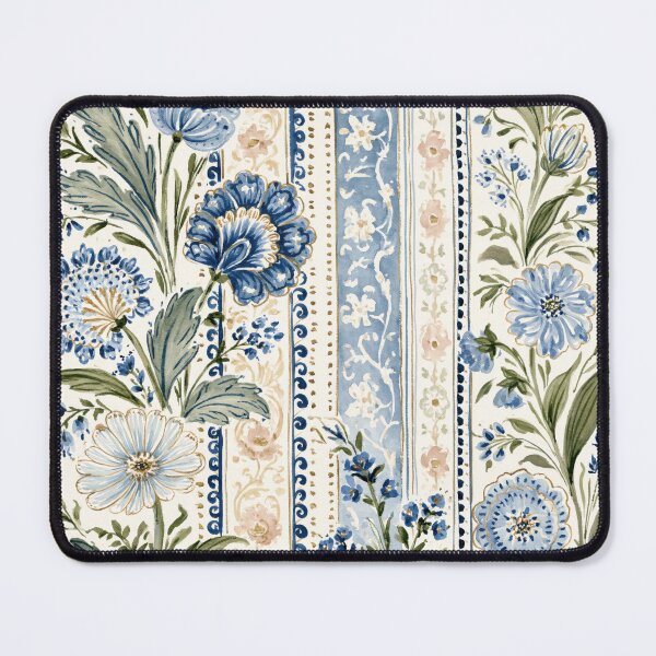 Item preview, Blue Persian Floral Stripe Watercolor Pattern designed and sold by TheVintageEdit.