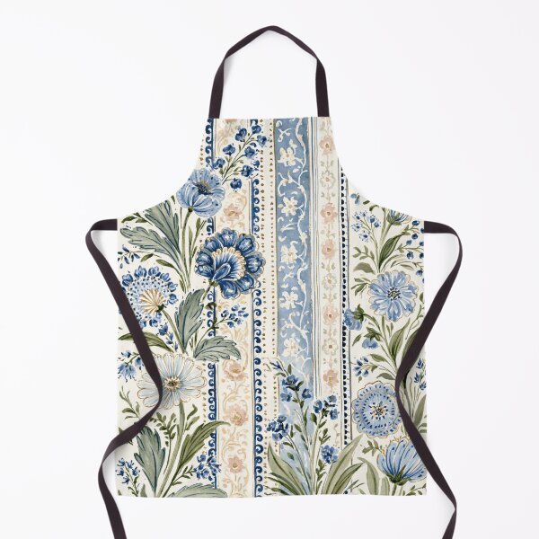 Item preview, Blue Persian Floral Stripe Watercolor Pattern designed and sold by TheVintageEdit.