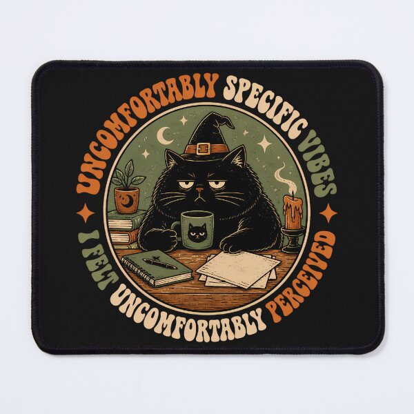 Item preview, Uncomfortably Specific Vibes Funny Black Cat Halloween designed and sold by UncomfortablySpecific.