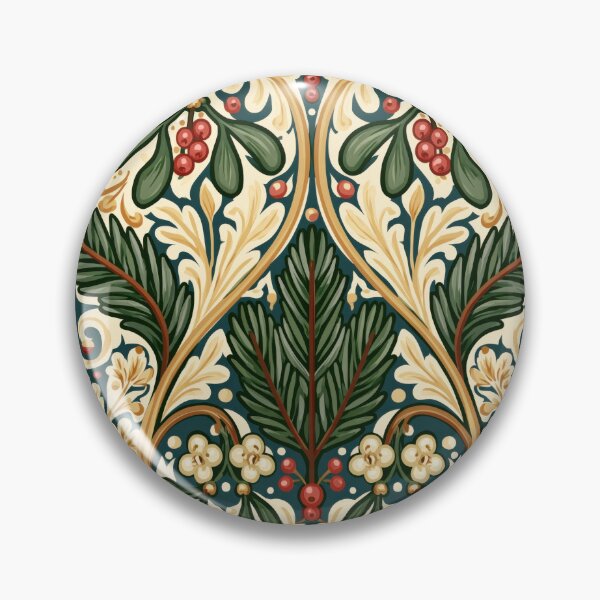 Item preview, Art Nouveau Winter Botanical Pine Berry Pattern designed and sold by TheVintageEdit.