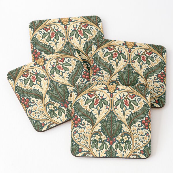 Item preview, Art Nouveau Winter Botanical Pine Berry Pattern designed and sold by TheVintageEdit.