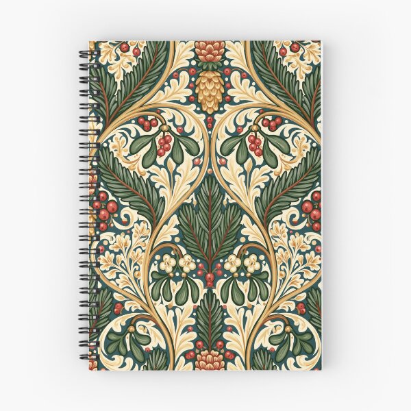 Item preview, Art Nouveau Winter Botanical Pine Berry Pattern designed and sold by TheVintageEdit.