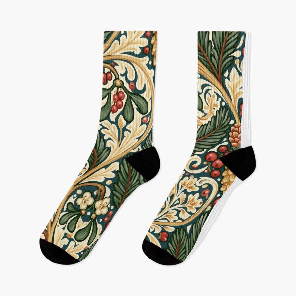 Item preview, Art Nouveau Winter Botanical Pine Berry Pattern designed and sold by TheVintageEdit.