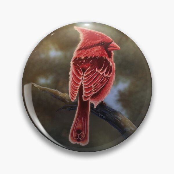 Item preview, Red bird Cardinal on branch in nature painting  designed and sold by Agamaji.