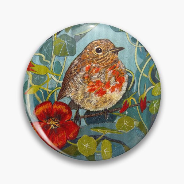 Item preview, A Baby Robin in the Nasturtiums designed and sold by maryalicegreen.