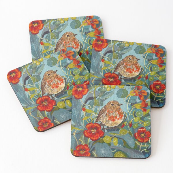 Item preview, A Baby Robin in the Nasturtiums designed and sold by maryalicegreen.