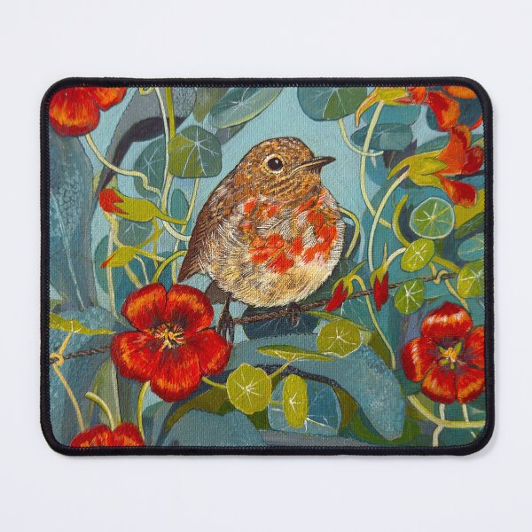 Item preview, A Baby Robin in the Nasturtiums designed and sold by maryalicegreen.