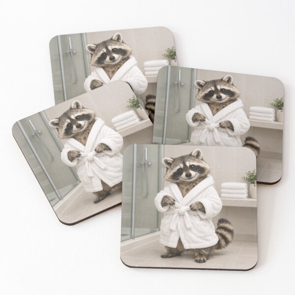 Item preview, Raccoon White Bathrobe designed and sold by Sillytoe.