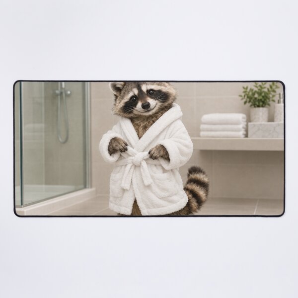 Item preview, Raccoon White Bathrobe designed and sold by Sillytoe.