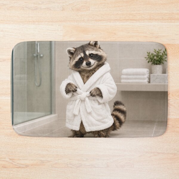 Item preview, Raccoon White Bathrobe designed and sold by Sillytoe.