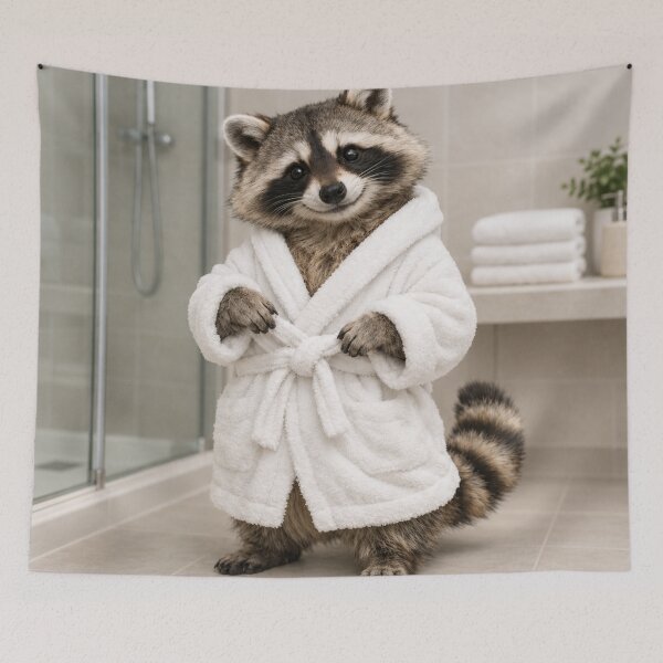 Item preview, Raccoon White Bathrobe designed and sold by Sillytoe.