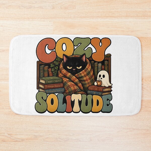 Item preview, Cozy Solitude Cute Retro Black Cat Philosophy Books designed and sold by VisualVerseLab.