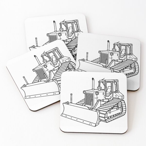 Item preview, Bulldozer Line Art – Heavy Construction Equipment Illustration designed and sold by ElceMare.